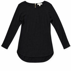 Michael Kors Black Knit Top with Gold Zipper